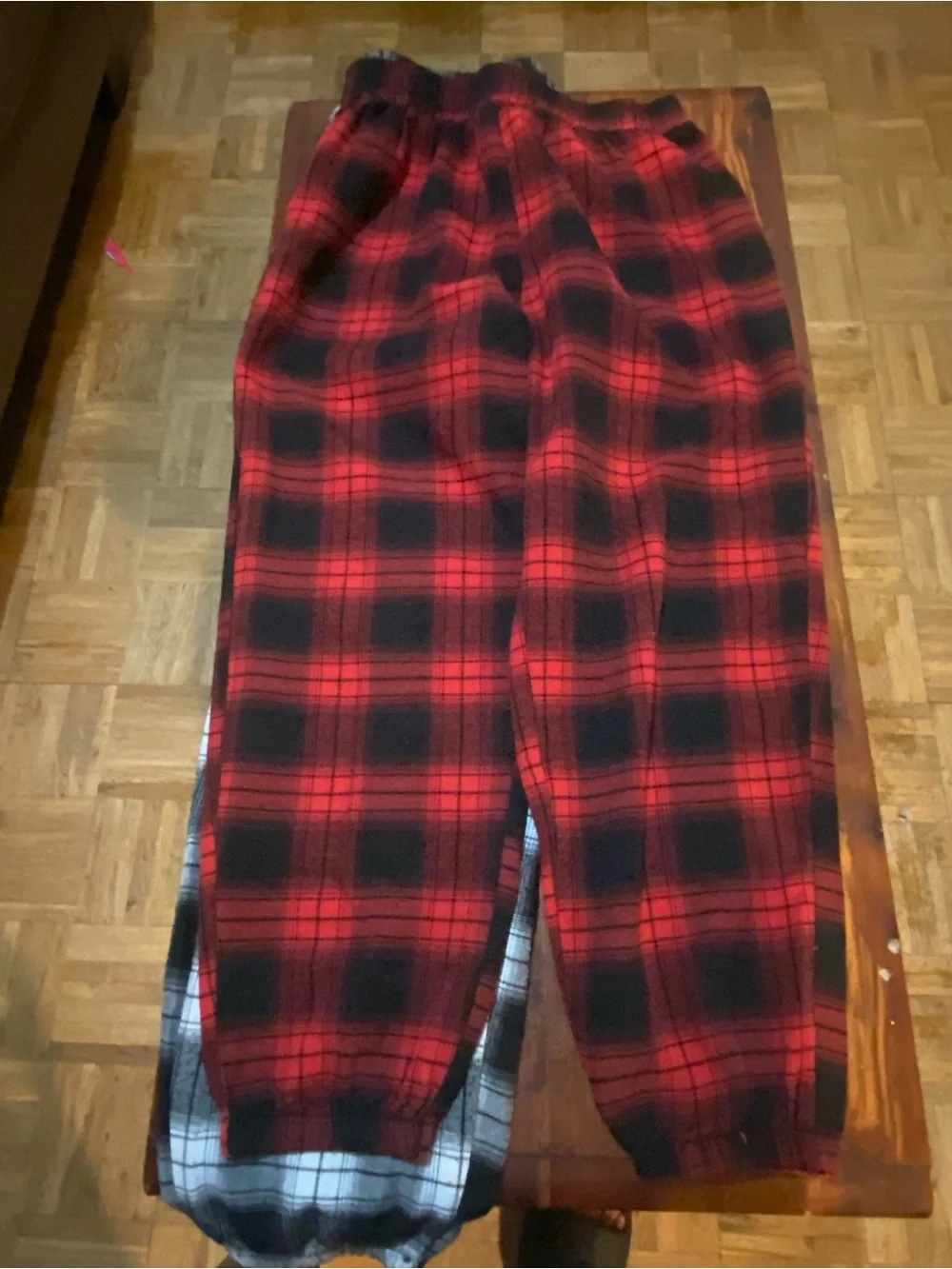 Women's Plaid Flannel Lounge Pants - Red & Black / White & Black
